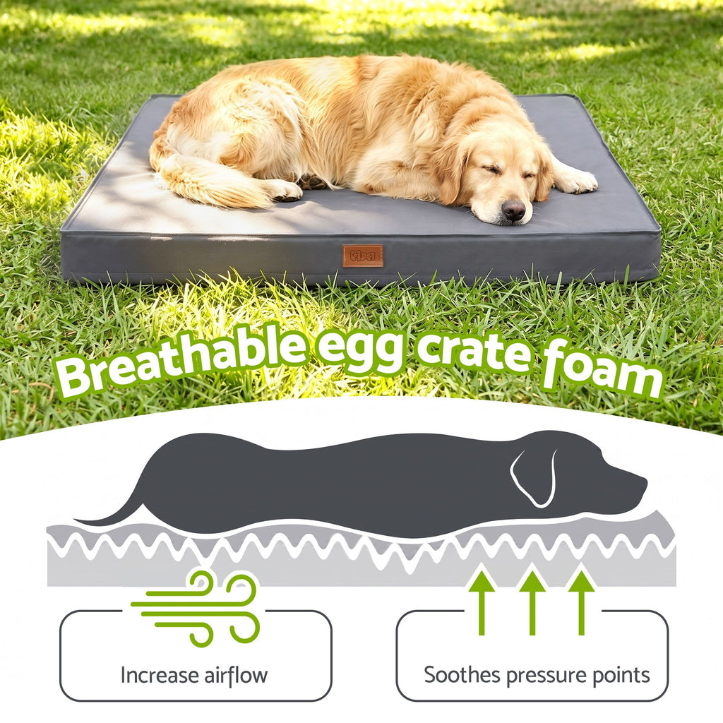 i.Pet Dog Bed Large Water-resistant Egg Crate Foam Orthopedic Pet Mat Grey