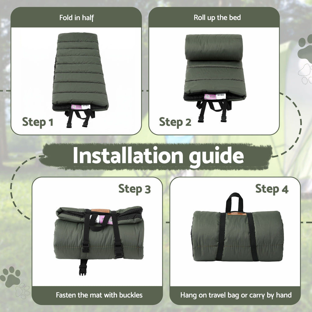 i.Pet Outdoor Dog Bed Large Water-resistant Washable Foldable Travel Dog Mat Green