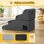 i.Pet Dog Stairs and Bed 2-in-1 Sofa Car Foam Non-Slip Washable Pet Stairs Indoor Grey