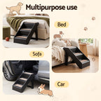 i.Pet Dog Ramp 3 Steps Pet Stairs For Bed Sofa Car Foldable Portable Ladder Black
