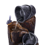 Solar Water Feature Cascading Fountain 3-Tier Bucket LED light Bird 76CM