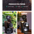 Solar Water Feature Cascading Fountain 3-Tier Bucket LED light Bird 76CM