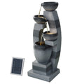 Solar Fountain Water Feature Outdoor Fountain Indoor 4-Tier Bowl Cascading Grey