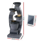 Solar Fountain Water Feature Outdoor Fountain Indoor 4-Tier Bowl Cascading Grey