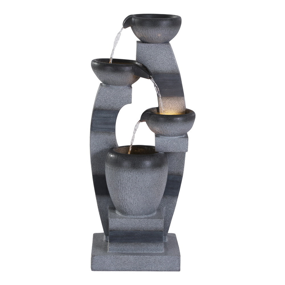 Solar Fountain Water Feature Outdoor Fountain Indoor 4-Tier Bowl Cascading Grey