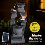 Solar Fountain Water Feature Outdoor Fountain Indoor 4-Tier Bowl Cascading Grey