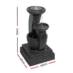 Solar Water Feature Cascading Fountain 3-Tier Mushroom LED Light 70CM