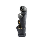 Solar Fountain Water Feature Cascading Fountain 3-Tier Pot LED Lights 80CM Grey