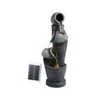 Solar Fountain Water Feature Cascading Fountain 3-Tier Pot LED Lights 80CM Grey