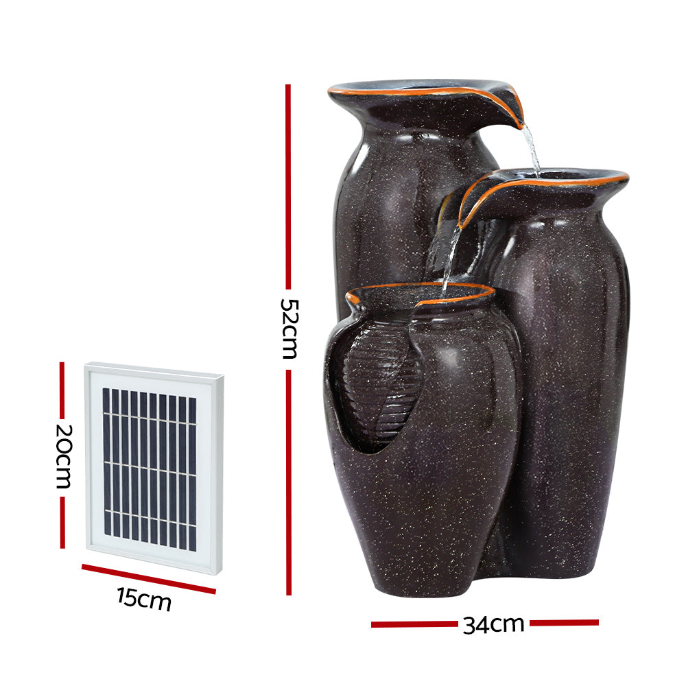 Solar Fountain Water Fountain Feature Cascading Fountain LED Lights 76CM Grey