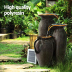 Solar Fountain Water Fountain Feature Cascading Fountain LED Lights 76CM Grey