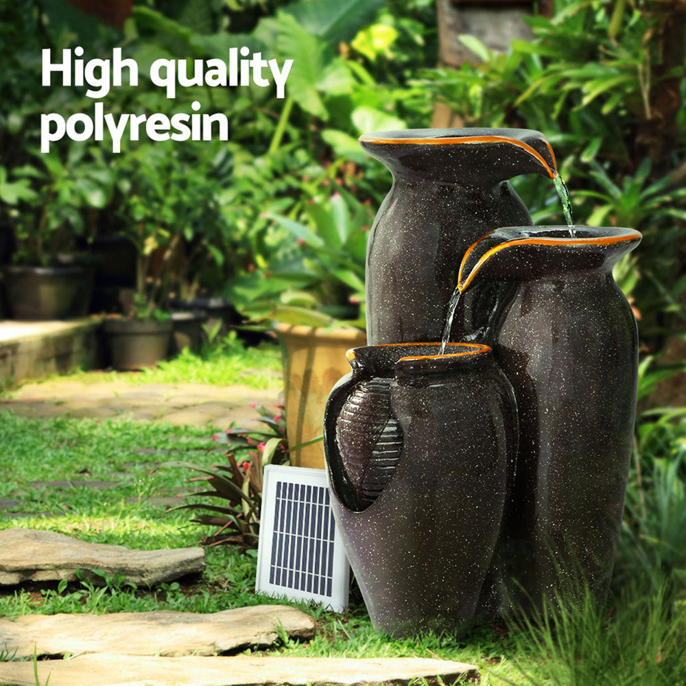 Solar Fountain Water Fountain Feature Cascading Fountain LED Lights 76CM Grey
