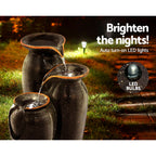 Solar Fountain Water Fountain Feature Cascading Fountain LED Lights 76CM Grey