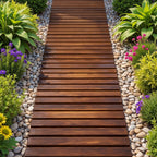 8FT Wooden Garden Pathway Roll-Out Straight Walkway Outdoor Backyard Charcoal Brown