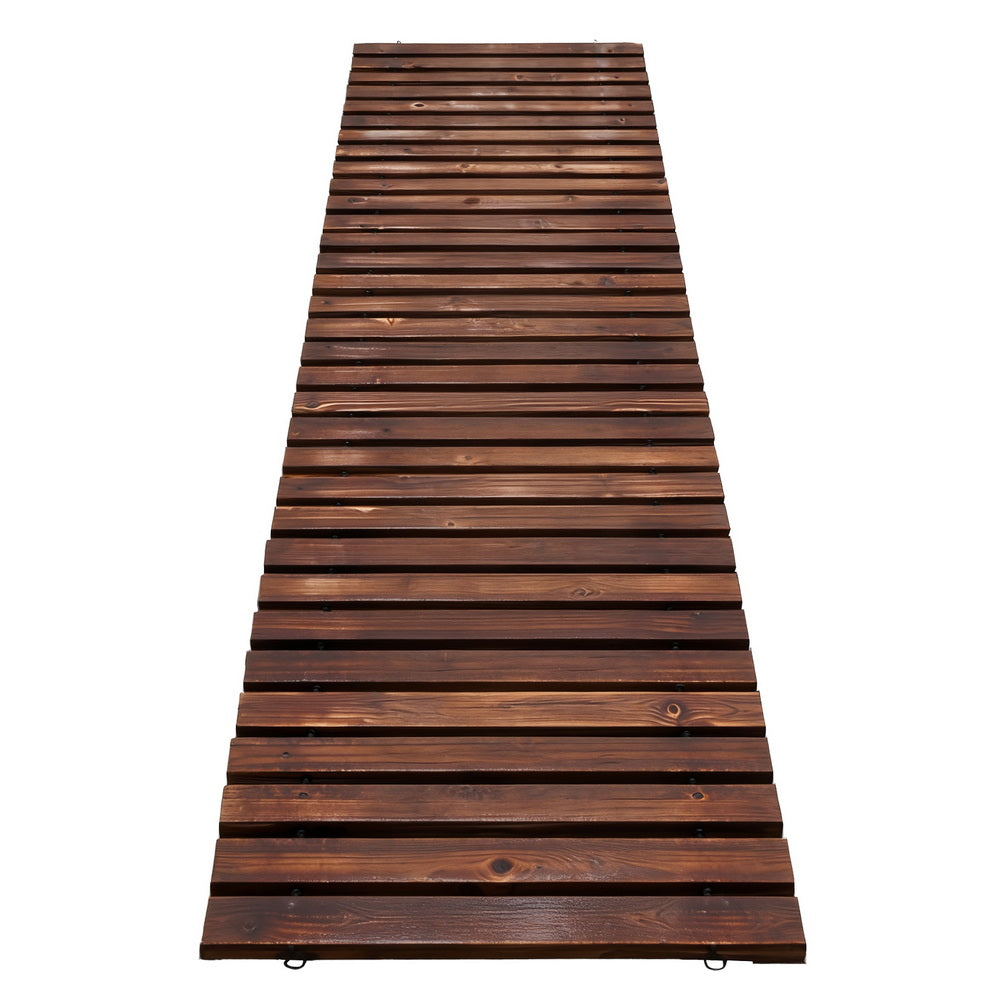 8FT Wooden Garden Pathway Roll-Out Straight Walkway Outdoor Backyard Charcoal Brown