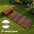 8FT Wooden Garden Pathway Roll-Out Straight Walkway Outdoor Backyard Charcoal Brown