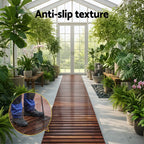 8FT Wooden Garden Pathway Roll-Out Straight Walkway Outdoor Backyard Charcoal Brown