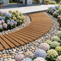 8FT Wooden Garden Pathway Roll-Out Curved Walkway Outdoor Backyard Brown
