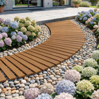 8FT Wooden Garden Pathway Roll-Out Curved Walkway Outdoor Backyard Brown