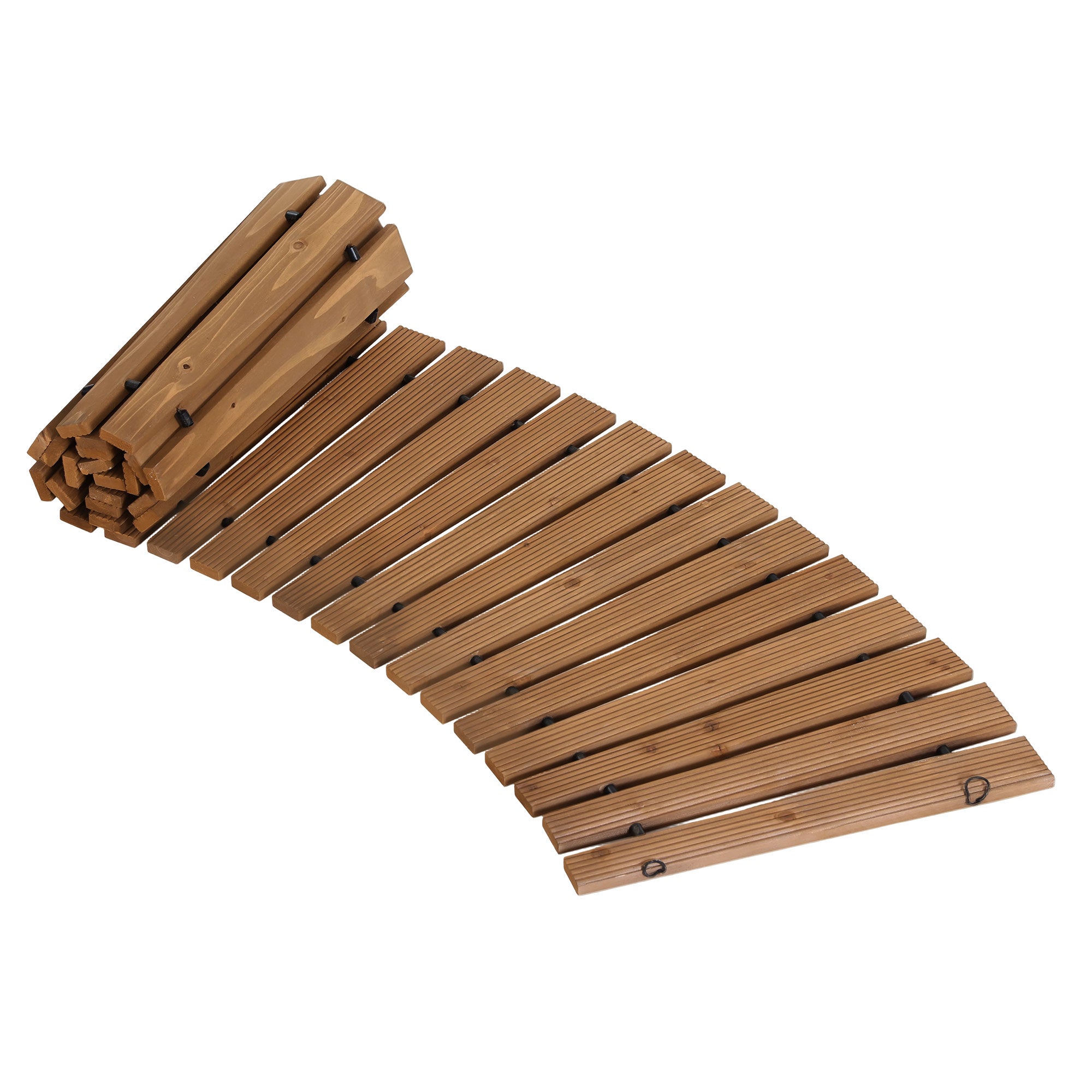 8FT Wooden Garden Pathway Roll-Out Curved Walkway Outdoor Backyard Brown