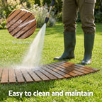 8FT Wooden Garden Pathway Roll-Out Curved Walkway Outdoor Backyard Brown