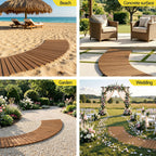 8FT Wooden Garden Pathway Roll-Out Curved Walkway Outdoor Backyard Brown