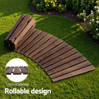 8FT Wooden Garden Pathway Roll-Out Curved Walkway Outdoor Backyard Charcoal Brown