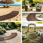 8FT Wooden Garden Pathway Roll-Out Curved Walkway Outdoor Backyard Charcoal Brown
