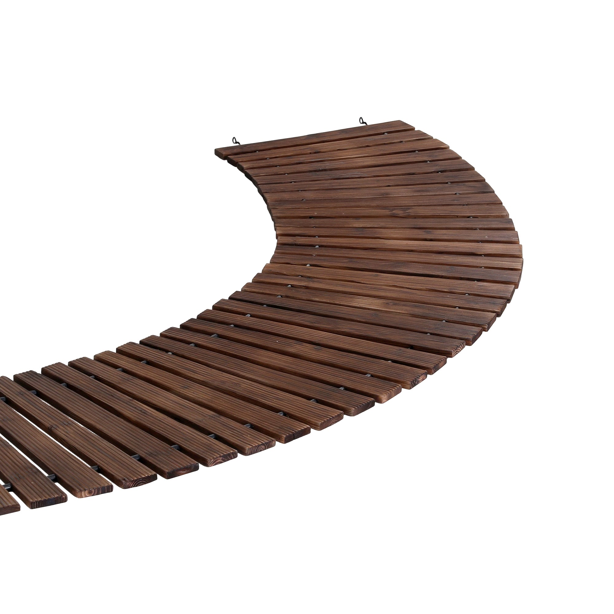 8FT Wooden Garden Pathway Roll-Out Curved Walkway Outdoor Backyard Charcoal Brown