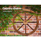 Garden Decor Outdoor Ornament 2X Wooden Wagon Wheel