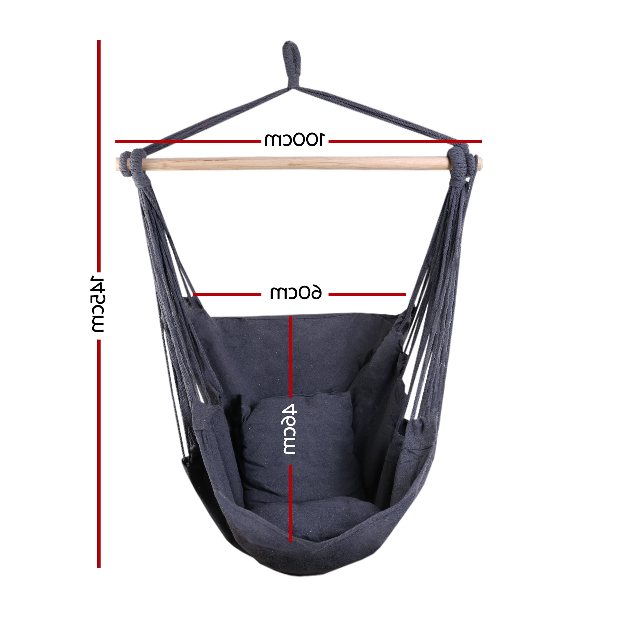 Gardeon Hammock Chair Outdoor Camping Hanging Hammocks Cushion Pillow Grey