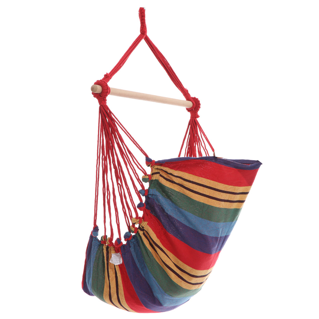 Gardeon Hammock Chair Outdoor Camping Hanging Hammocks Cushion Pillow Rainbow
