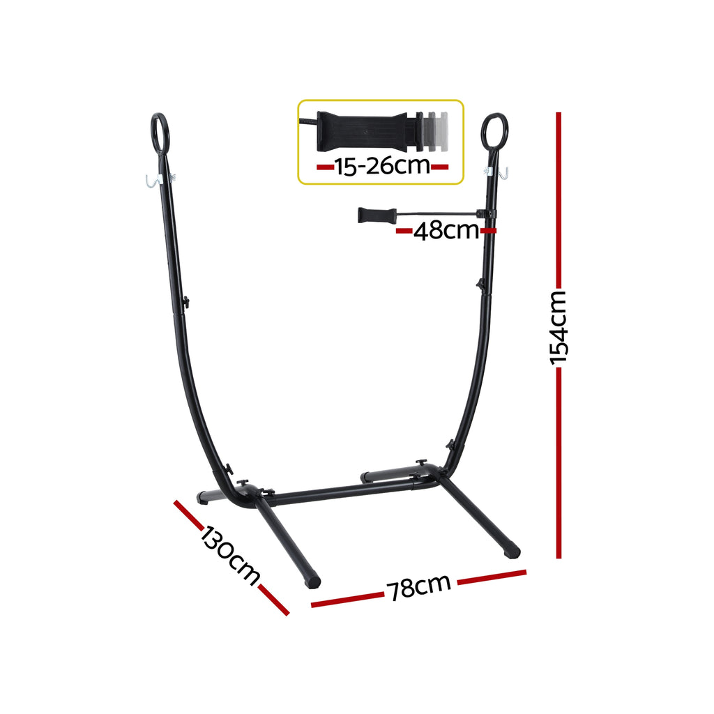 Gardeon Hammock Chair Stand Iron Frame with Phone Holder Black