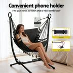 Gardeon Hammock Chair Stand Iron Frame with Phone Holder Black