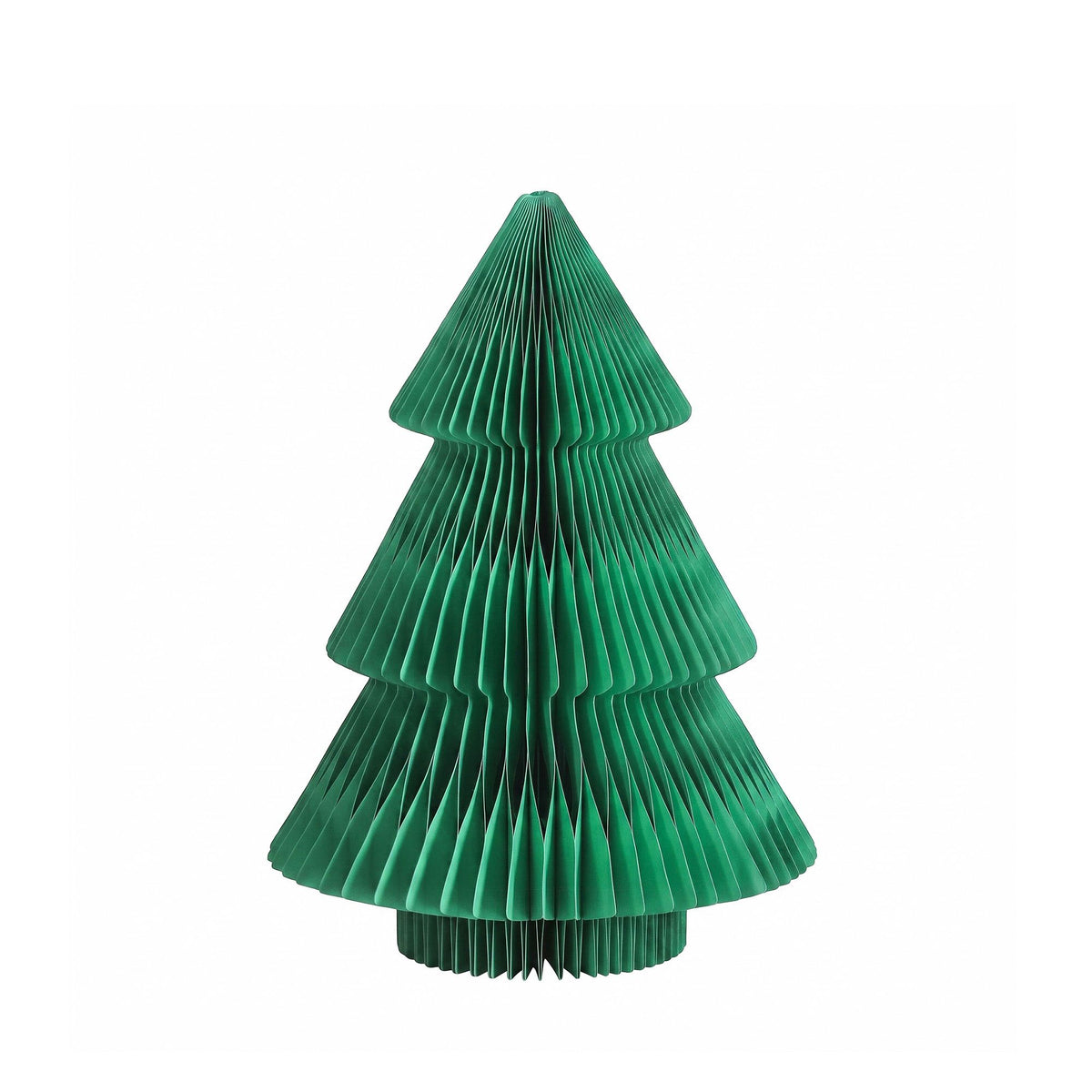 Green folding paper Christmas tree, unassembled layered pleats without ornaments