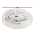 Pet Bed Dog Cat 110cm Calming Extra Large Soft Plush White Brown
