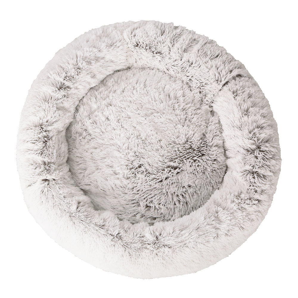 Pet Bed Dog Cat 110cm Calming Extra Large Soft Plush White Brown