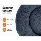Pet Bed Dog Cat 90cm Large Calming Soft Plush Bed Dark Grey