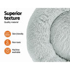 Pet Bed Dog Cat 90cm Large Calming Soft Plush Light Grey