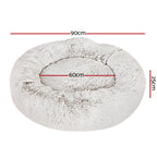 Pet Bed Dog Cat 90cm Large Calming Soft Plush White Brown