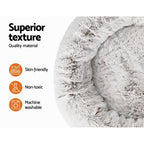Pet Bed Dog Cat 90cm Large Calming Soft Plush White Brown