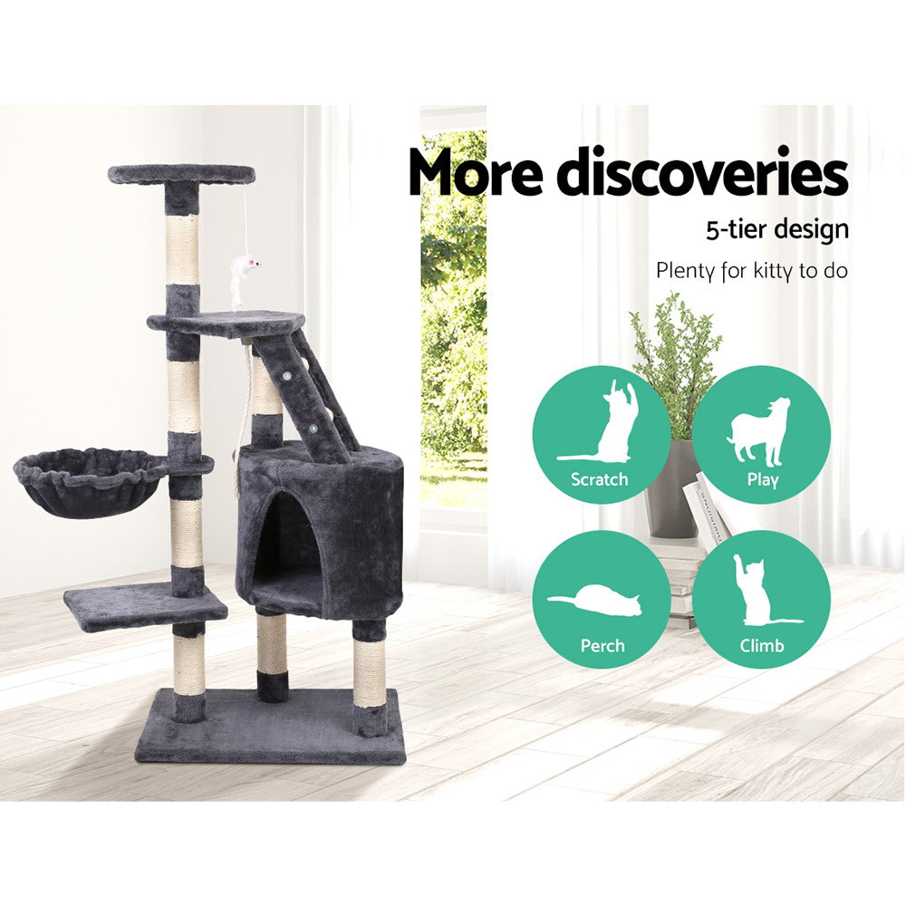 Cat Tree 120cm Tower Scratching Post Scratcher Wood Condo House Bed Toys