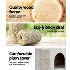 Cat Tree 134cm Tower Scratching Post Scratcher Wood Condo House Bed Beige