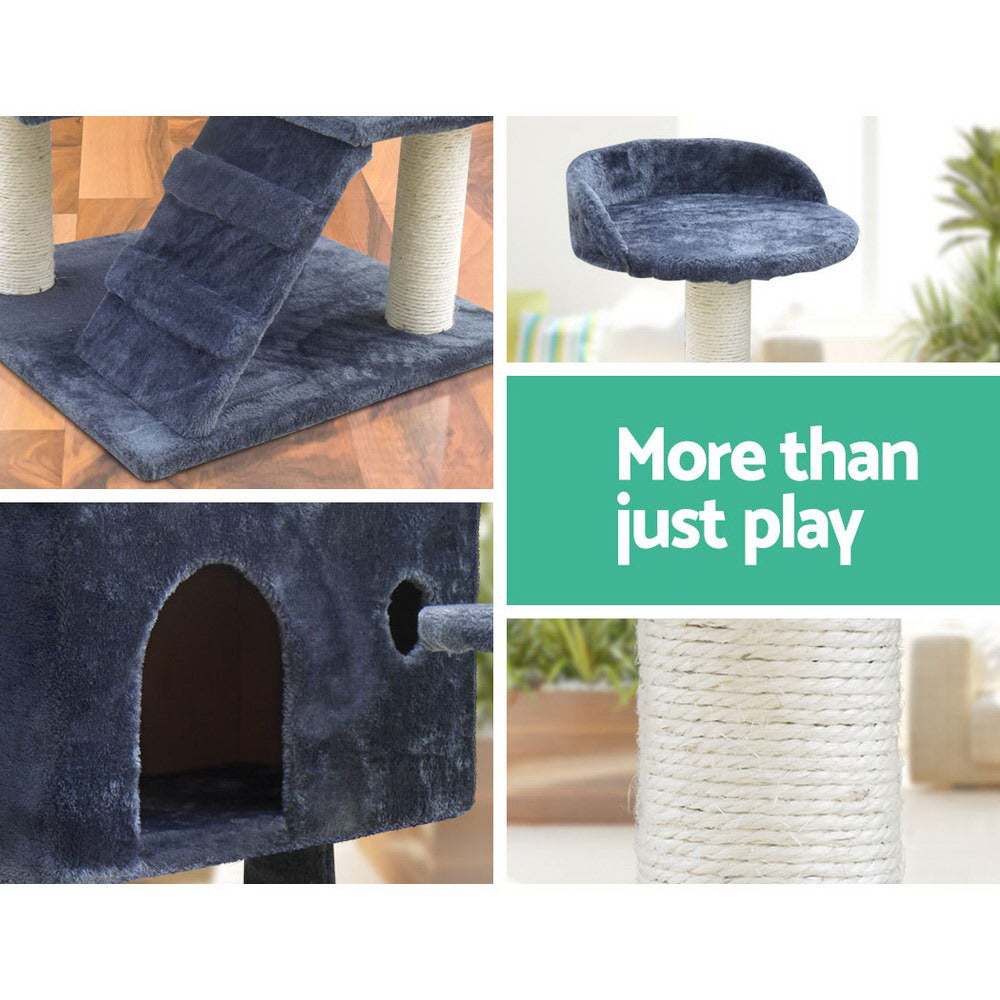 Cat Tree 134cm Tower Scratching Post Scratcher Wood Condo House Bed Grey