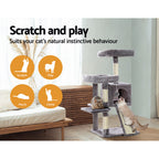 Cat Tree 103cm Tower Scratching Post Scratcher Wood Condo House Trees Grey