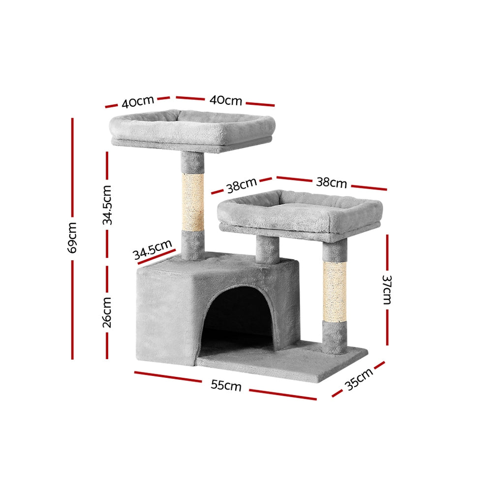 Cat Tree 69cm Scratching Post Tower Scratcher Wood Condo House Bed Trees