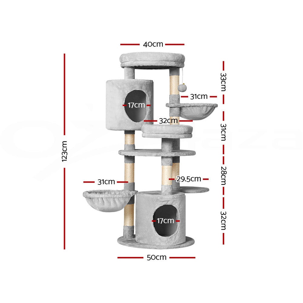 Cat Tree 123cm Tower Scratching Post Scratcher Wood Condo House Bed Toys