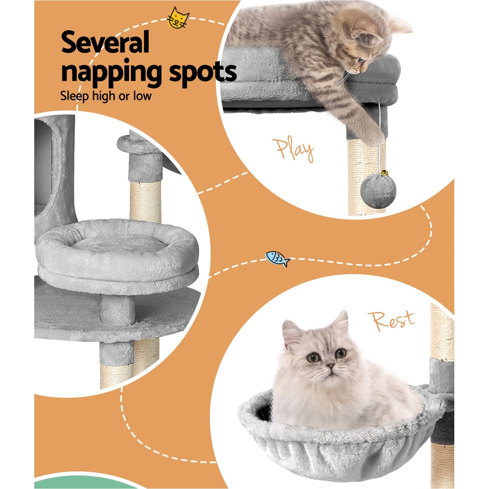 Cat Tree 123cm Tower Scratching Post Scratcher Wood Condo House Bed Toys