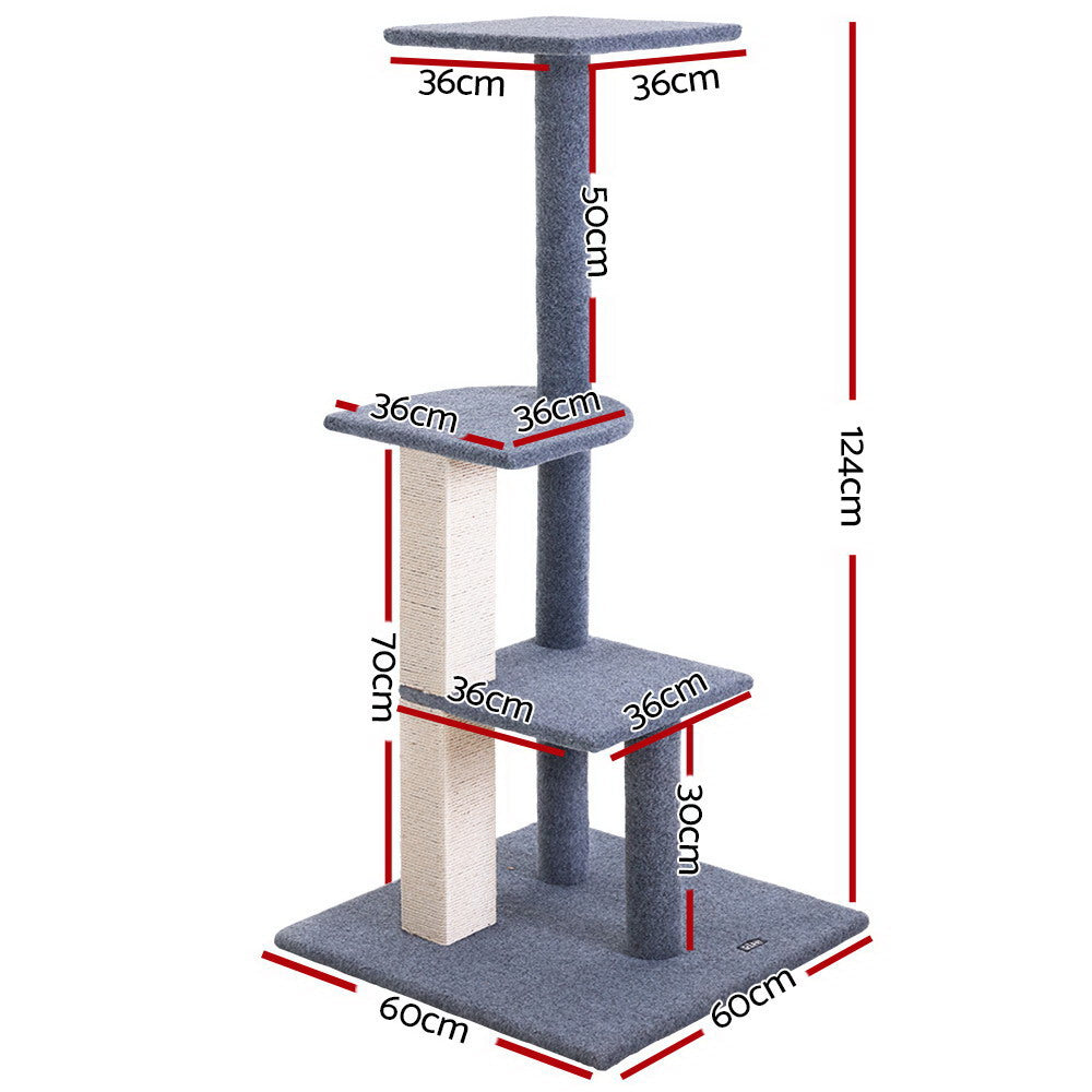 Cat Tree 124cm Scratching Post Tower Scratcher Trees Wood Condo Board