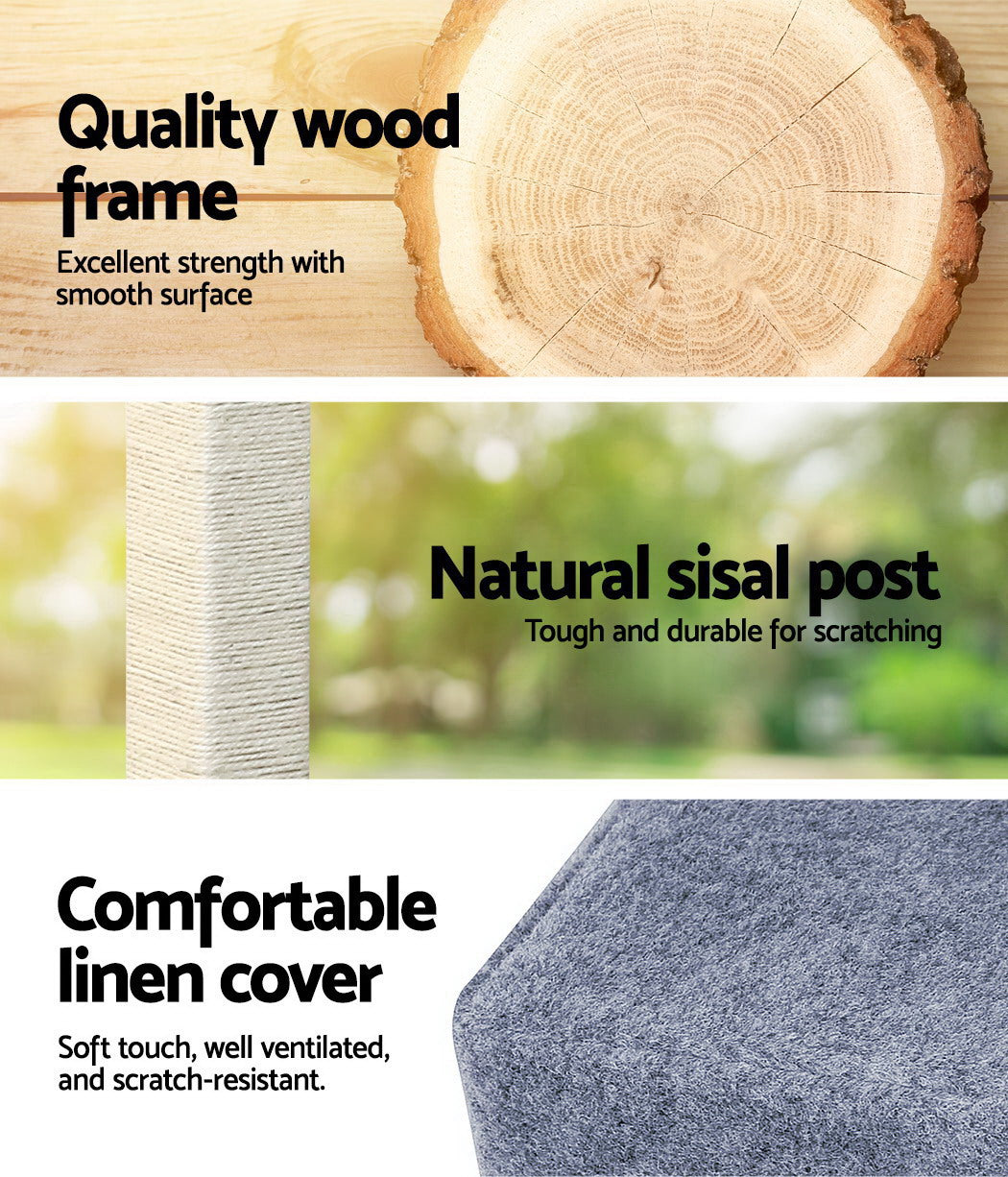 Cat Tree 124cm Scratching Post Tower Scratcher Trees Wood Condo Board